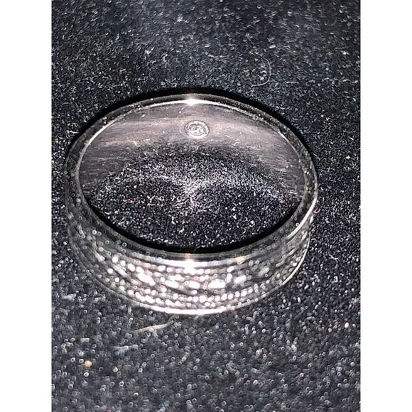 Ornate Silver Tone Band Ring With Braided & Rope Design Signed GR Size 5 (R97) - Picture 5 of 5